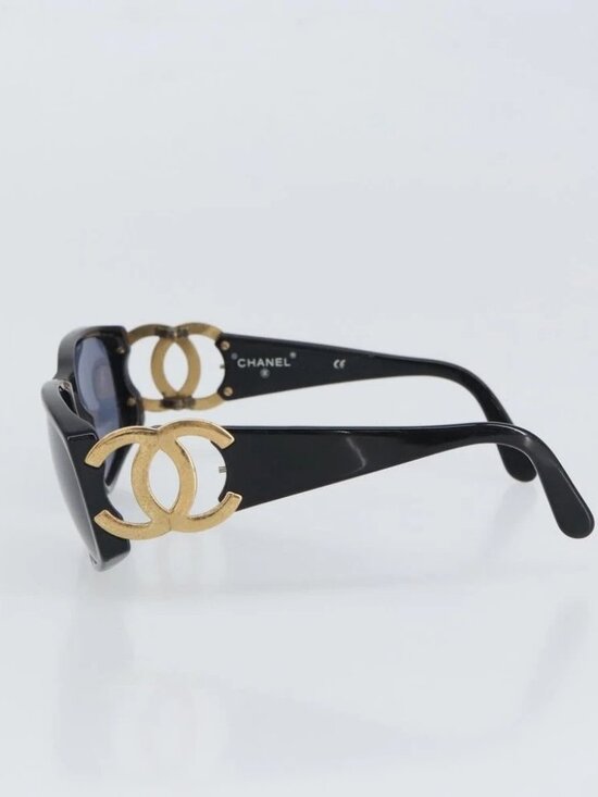 CHANEL Sunglasses plastic Black CC Auth main image 11
